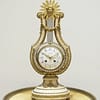 french-white-marble-lyre-mantel-clock-main-showroom A French White Marble And Ormolu Mount Lyre Mystery Mantel Clock Circa 1890.