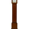 mahogany-grandmother-clock image of a fine quality mahogany quarter chiming grandmother clock with asilvered engraved brass dial and blued steel hands, ching the quarter hours Westminster or Whittington on gongs.