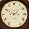 georgian-longcase-clock-handley-moore-london-dial image of a convex circular white painted clock dial by handley and moore of london with blued steel hands and sweep centre date work