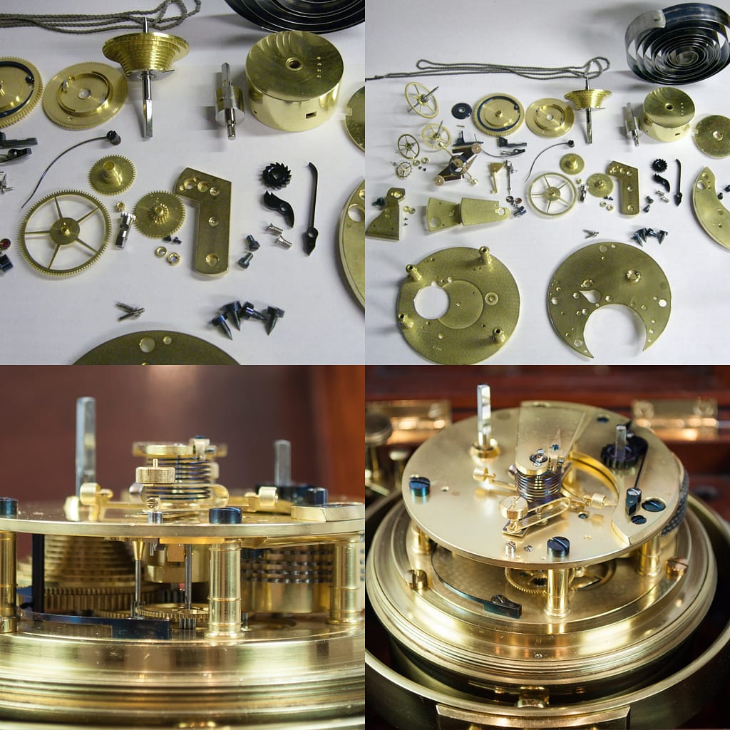image of a antique marine chronometer before and after restoration