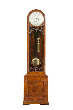 image of an antique English floor standing regulator clock