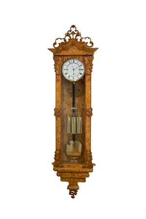 biedermeier-viennese-elm-one-month-wall-clock An Impressive Burr Elm Biedermeier Viennese Regulator Wall Clock, Dating Circa 1855.