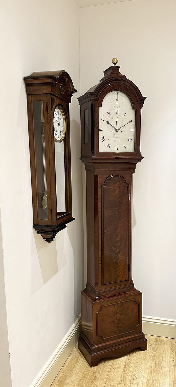 recordon-london-georgian-mahogany-longcase-grandfather-clock-showroom A George III Mahogany Domestic Regulator Longcase clock by Recordon, Late Emerys Of London c.1790.