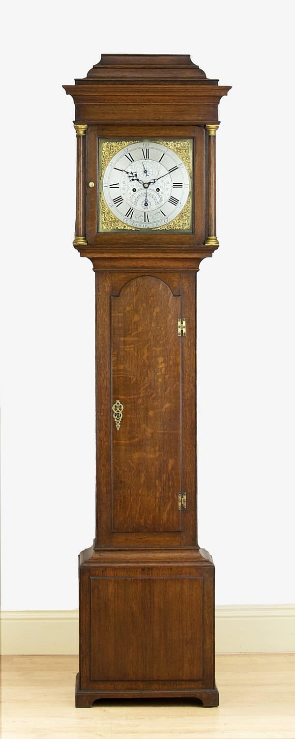 mason-bawtry-georgian-oak-brass-dial-longcase-grandfather-clock-master-showroom Showroom image of the fine quality Mason of Bawtry longcase clock