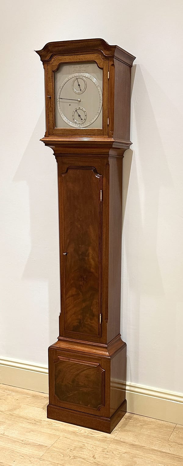 galbraith-london-regulator-longcase-clock-showroom A One Month duration Mahogany Regulator Longcase clock by William Galbraith of London