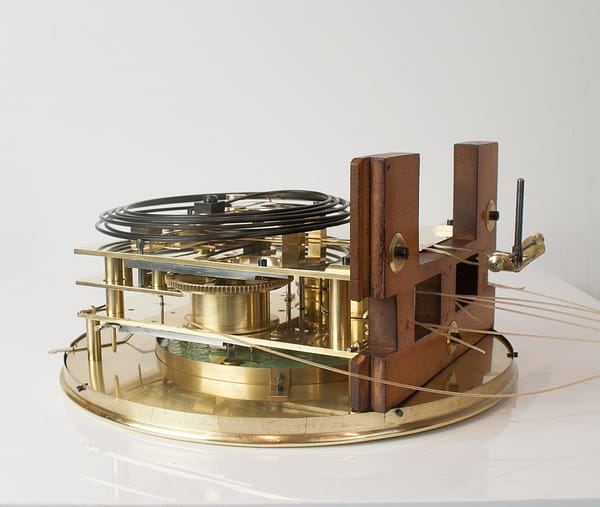 biedermeier-viennese-elm-one-month-wall-clock-movement-view-top Grande sonnerie Vienna regulator movement, fully restored