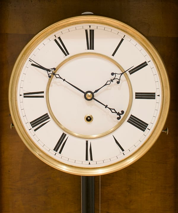 lenzkirch-vienna-wall-clock-dial Image of an enamelled Lenzkirch Vienna wall regulator clock dial and blued steel hands dating circa 1861.