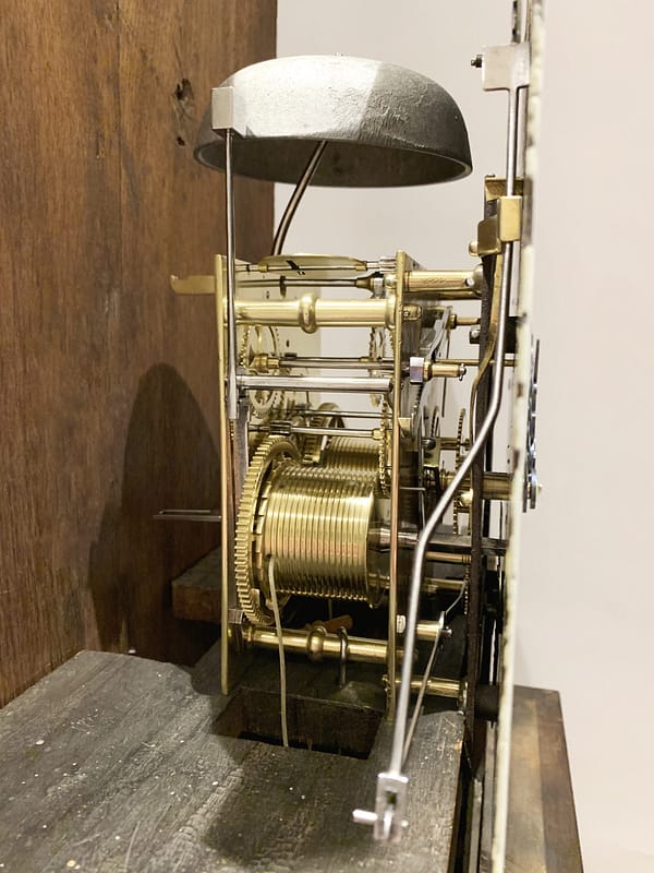 georgian-mahogany-longcase-grandfather-antique-clock-moonphase-movement A fine quality flame mahogany 8 day longcase clock by Kitchen & Lloyd of Nantwich c.1780. 8 day movement image