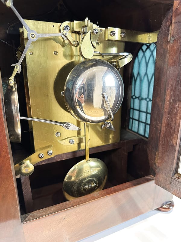 ritchie-edinburgh-mahogany-regency-fusee-bracket-clock-movement-detail Image showing the fully restored fusee movement