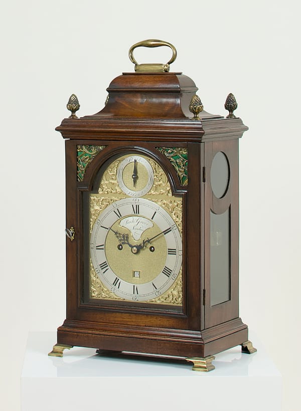 london-mahogany-bracket-clock A Fine Quality Georgian Bell Top Bracket Clock by Richard Grove Of London C.1770