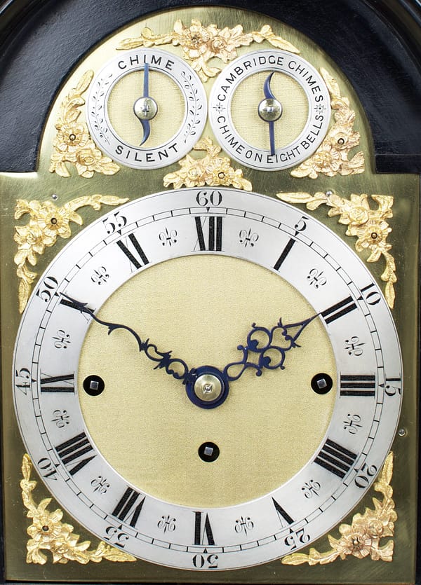 victorian-quarter-chiming-board-room-fusee-bracket-table-clock-dial A Fine Quality Quarter Chiming Bracket / Table Clock, Elliott London C.1880, brass dial image