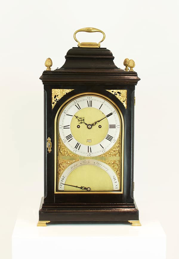 john-ross-scottish-georgian-fusee-antique-bracket-clock-master-showroom A showroom image of the ebonised cased antique bracket clock