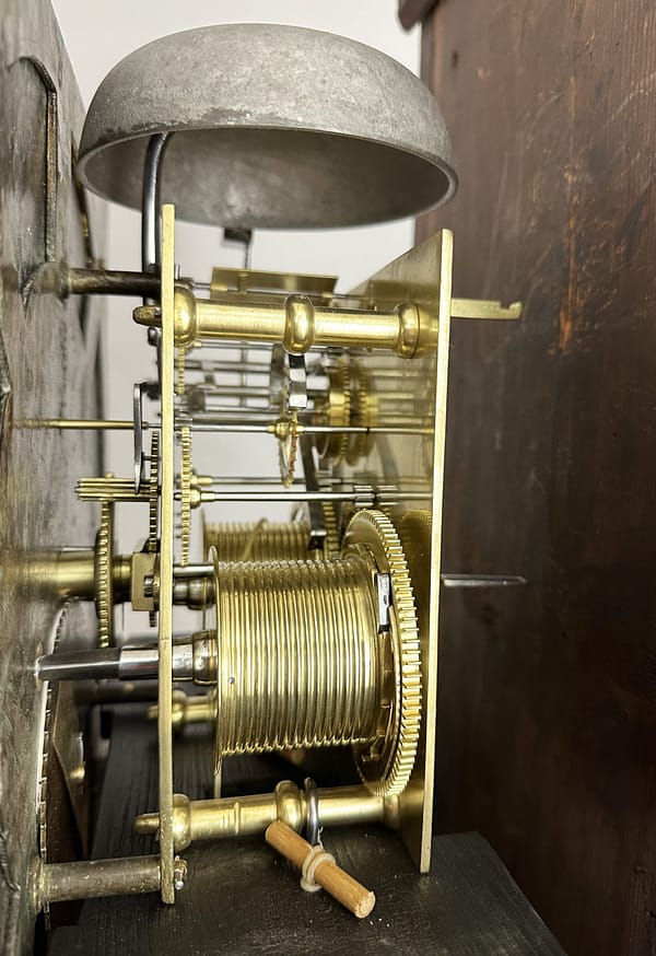 mason-bawtry-georgian-oak-brass-dial-longcase-grandfather-clock-movement-detail A beautifully restored 8 day antique longcase clock movement
