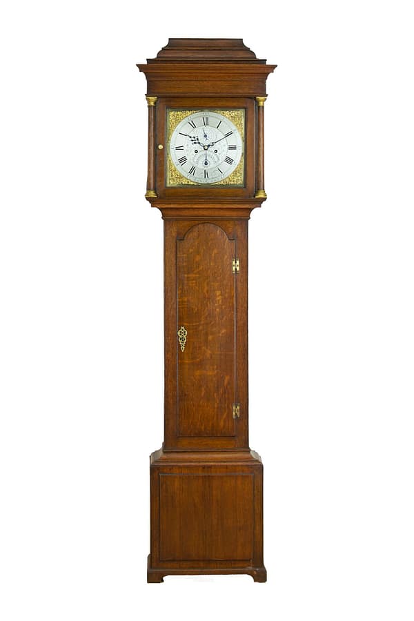 mason-bawtry-georgian-oak-brass-dial-longcase-grandfather-clock Image of a good quality oak longcase clock with a brass dial form the mid Georgian period
