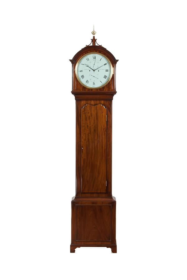 reid-endinburgh-mahogany-longcase-grandfather-clock Reid of Edinburgh Georgian longcase /grandfather antique clock. Circular painted dial, mahogany case.