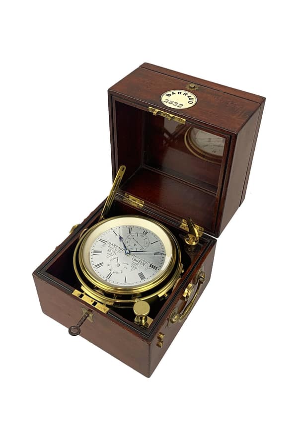 barraud-marine-chronomeeter A mahogany marine chronometer by Barrauds of London, dating 1850