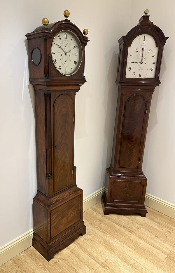 barwise-london-longcase-showroom-detail two superb classic london longcase clocks by fine makers of the georgian period