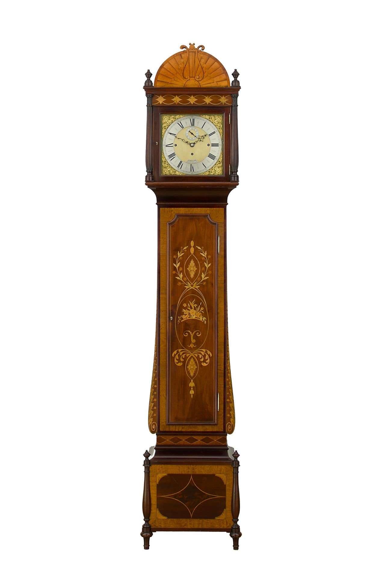 A high quality, Sheraton Revival, Westminster chiming longcase / grandfather clock by S Smith and Son, 9 Strand,  London, circa 1880.
